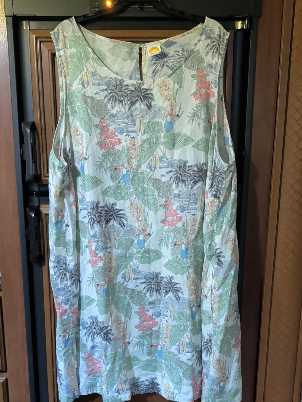 C&C California Linen Light Blue Tropical Print Midi Dress